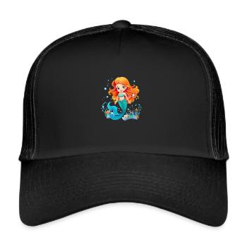 Dessin animé sirène sous-marine - Casquette trucker  - noir/noir - Devant