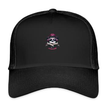 Comic sloth on branch chilling - Trucker Cap - black/black - Front