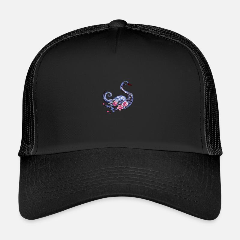 Polygon Meets Nature - Elegant Blue Swan Trucker Cap