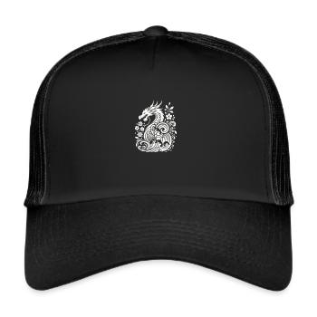 Silhouette Drachen Japan - Trucker Cap - Schwarz/Schwarz - Vorne