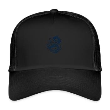 Silhouette japanischen Drachen - Trucker Cap - Schwarz/Schwarz - Vorne
