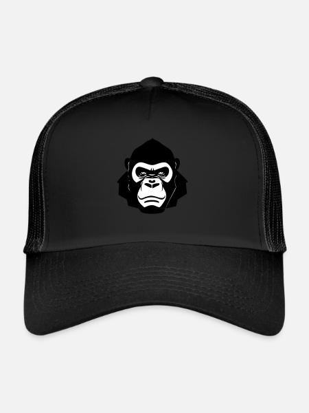 Tough gorilla in cartoon style - Trucker Cap - black/black - Front