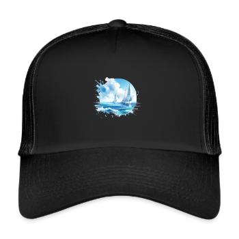 Regatta Race with sailing ships - Trucker Cap - black/black - Front