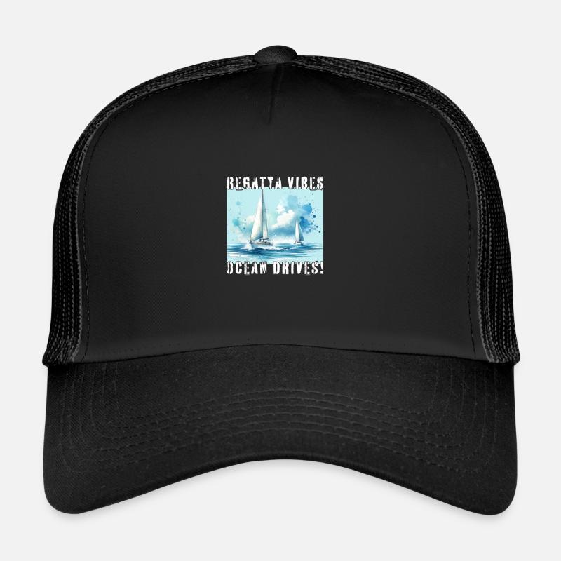 Sailing ship in race - Trucker Cap - black/black
