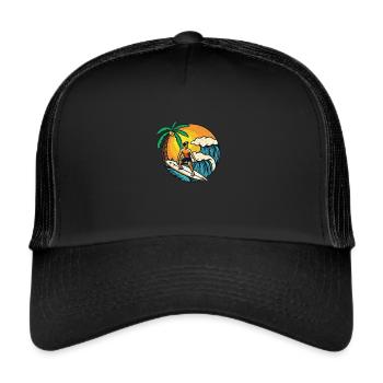 Surfer rides a wave - Trucker Cap - black/black - Front