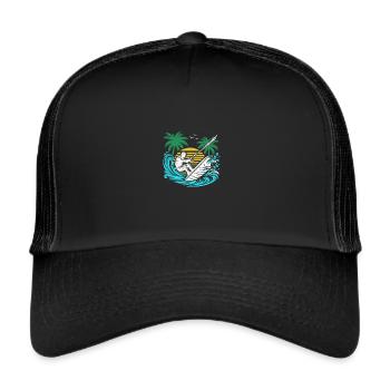 Wellenreiten mit Kiteboard - Trucker Cap - Schwarz/Schwarz - Vorne