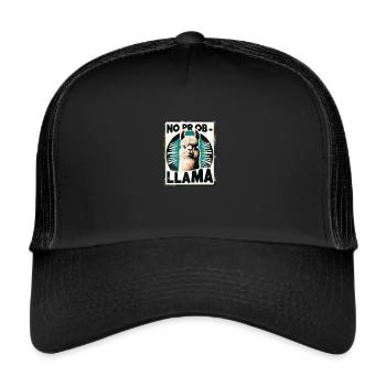 Alpaka Retro Lama - Trucker Cap - Schwarz/Schwarz - Vorne