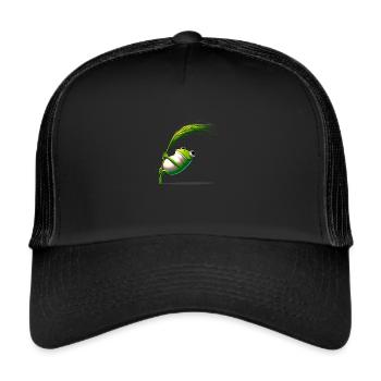 Güner Cartoon Frog on a Blade of Grass - Trucker Cap - black/black - Front