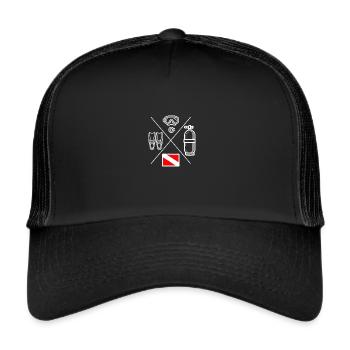 Taucher Symbol tauchen - Trucker Cap - Schwarz/Schwarz - Vorne