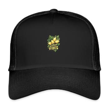 Lemon with leaves and twig - Trucker Cap - black/black - Front