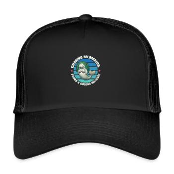 Dugong Seekuh Comic als Mehrjungfrau - Trucker Cap - Schwarz/Schwarz - Vorne