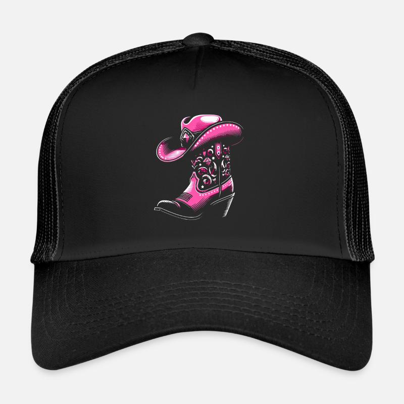 Line Dance Stiefel mit Stetson - Trucker Cap - Schwarz/Schwarz