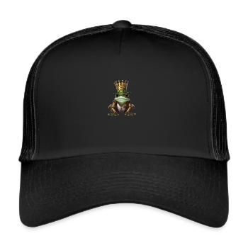 Grenouille mystique avec couronne dans le style steampunk - Casquette trucker  - noir/noir - Devant