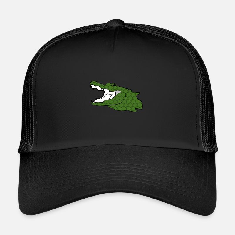 Krokodile Nilkrokodil Alligator Reptil Geschenk - Trucker Cap - Schwarz/Schwarz