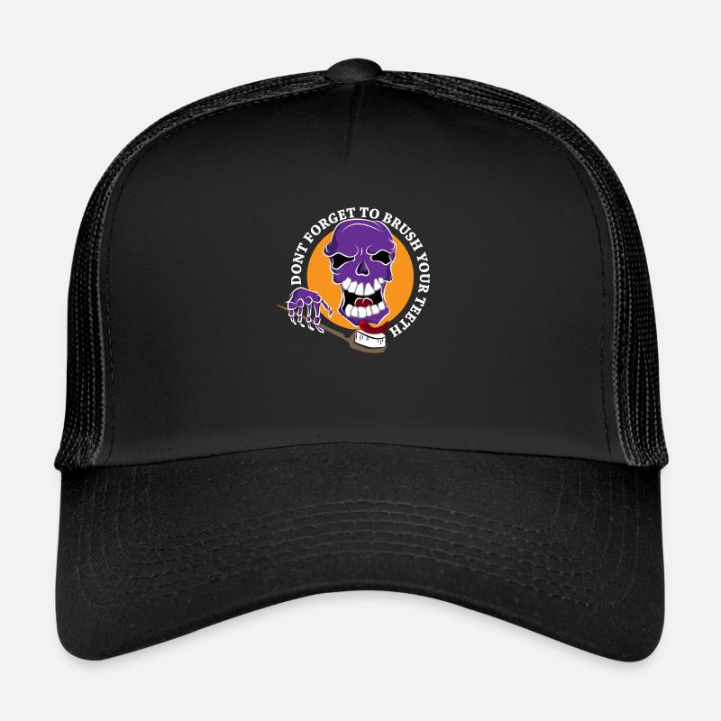 Skull, skull, toothbrush - Trucker Cap - black/black