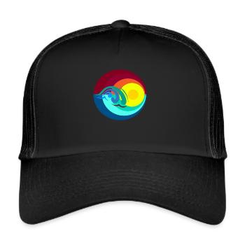 ocean Sun Sonne Meer abstrackt - Trucker Cap - Schwarz/Schwarz - Vorne