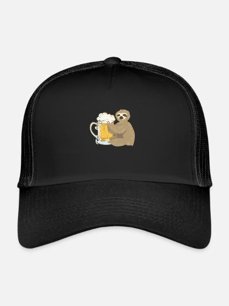 Sloth Hugs Beer Stein - Chill - Witzig - Party - Trucker Cap - black/black - Front