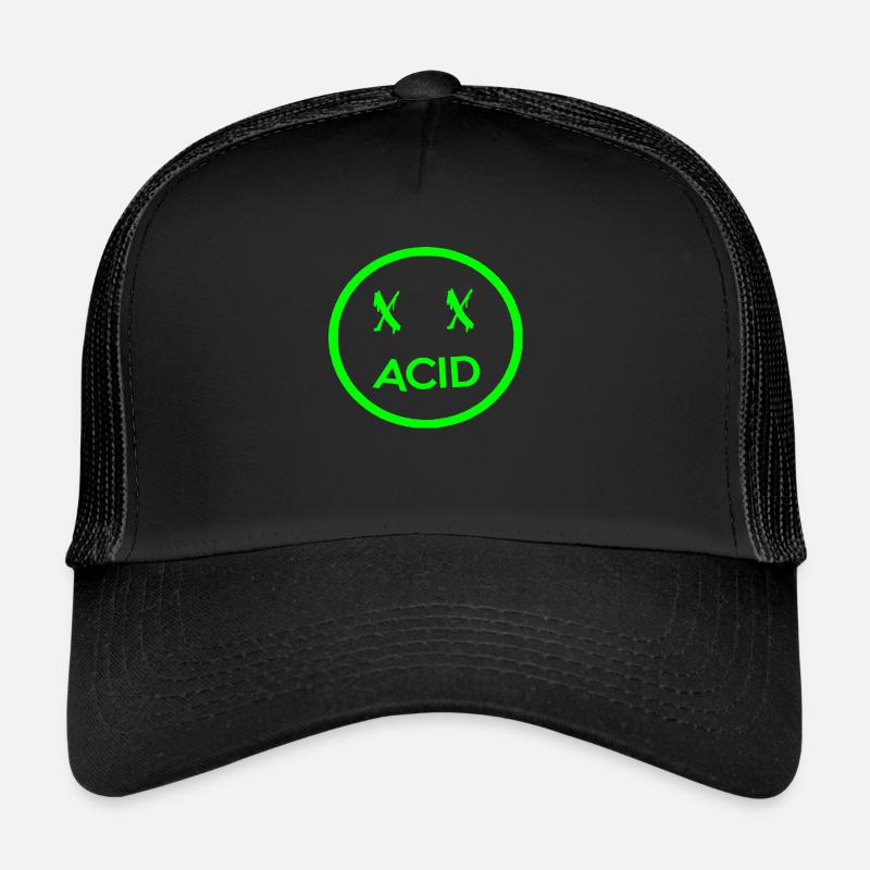 acid face - Trucker Cap - black/black