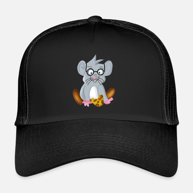 Intelligent little mouse with glasses as a nerd Trucker Cap