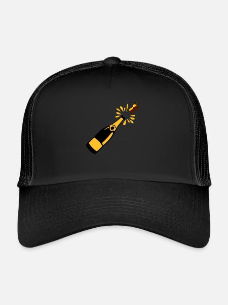 bouteille alcool bouchon saute - Casquette trucker  - noir/noir - Devant