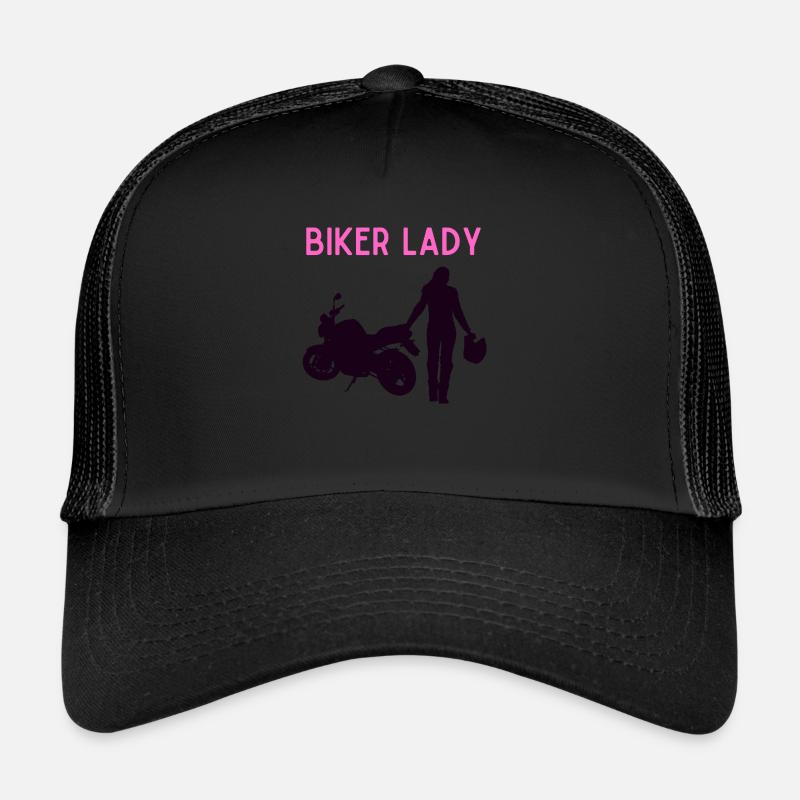 Biker Lady Bikerin Motorrad Geschenk Motorcycle - Trucker Cap - Schwarz/Schwarz
