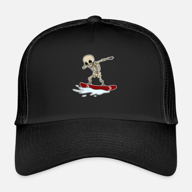 dabbing skeleton on snowboard skeleton skull Trucker Cap