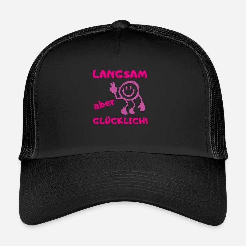muddy run langsam glücklich Lauf Team Motto Shirt - Trucker Cap - Schwarz/Schwarz