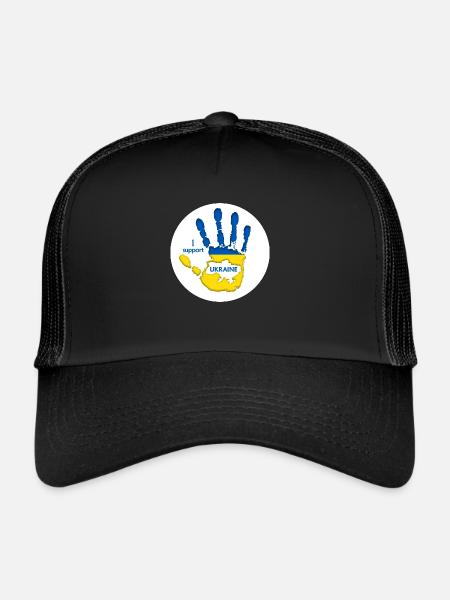 Print I Support Ukraine round - Trucker Cap - black/black - Front
