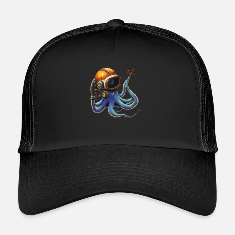 Blue Octopus octopus with helmet Gift idea Trucker Cap