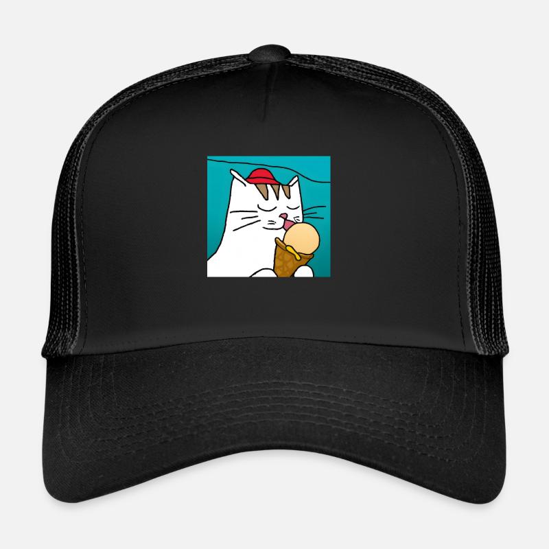 Katze mit Eis mit blauem Hintergrund Trucker Cap