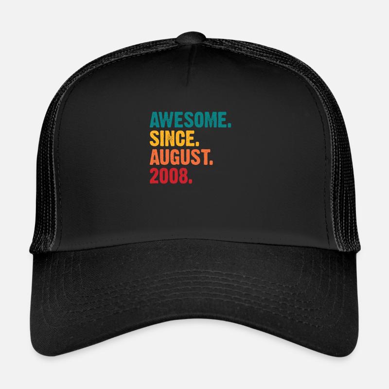August 2008 - Geburtstag im August - Trucker Cap - Schwarz/Schwarz