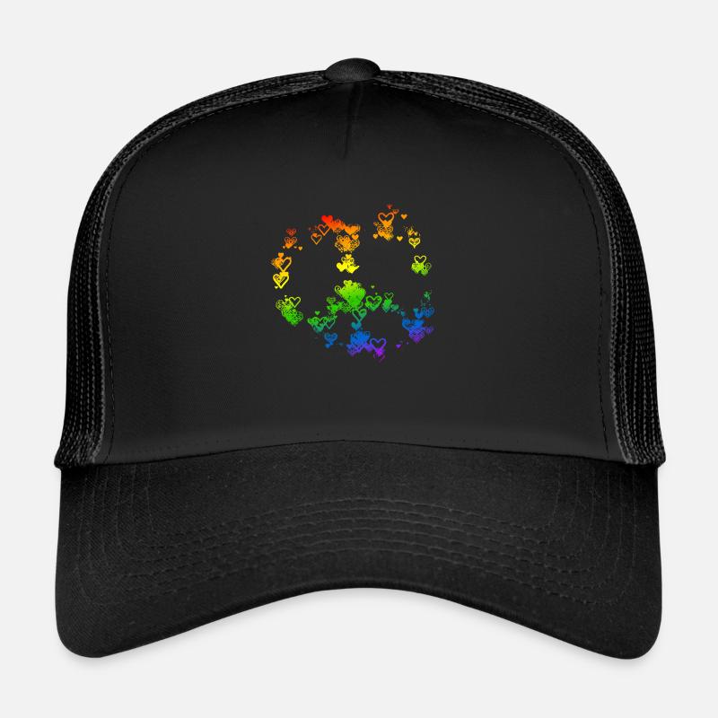 Peace Drawing Freedom Rainbow Colors 4 Trucker Cap