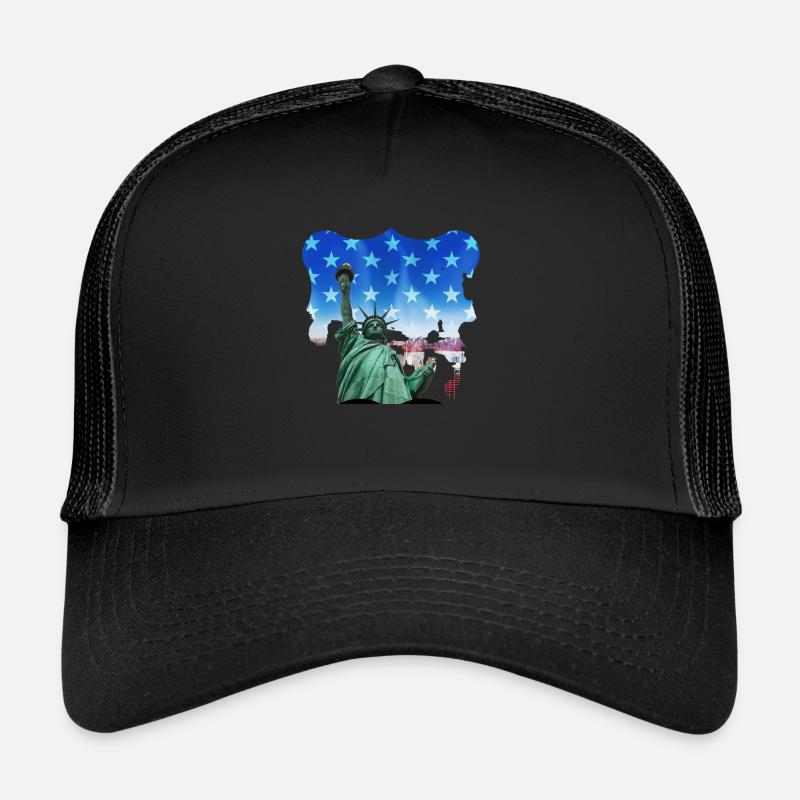 Freiheitsstatue, USA - Trucker Cap - Schwarz/Schwarz