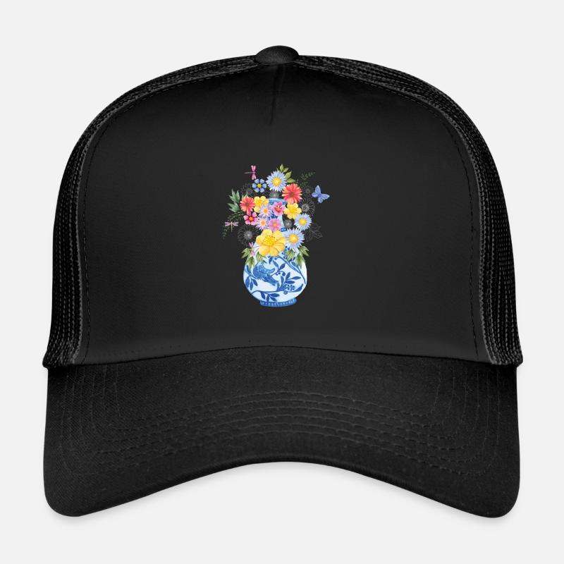 Vrilles de fleurs Vase Bouquet Bouquet Fleurs - Casquette trucker  - noir/noir