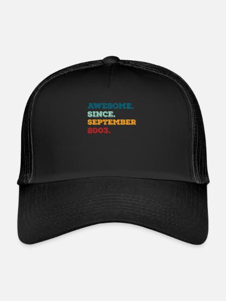 Anniversaire septembre 2003 Naissance Année de naissance - Casquette trucker  - noir/noir - Devant