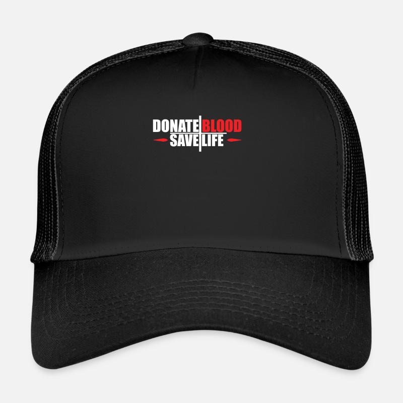 Blutspende Blutspenden Blutspender - Trucker Cap - Schwarz/Schwarz