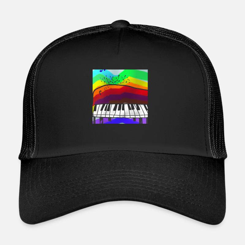 Piano auf Regenbogen - Musik - Trucker Cap - Schwarz/Schwarz
