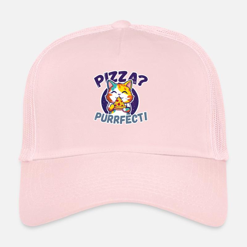 Pizza Purrfect Chat mangeant de la pizza Casquette trucker 