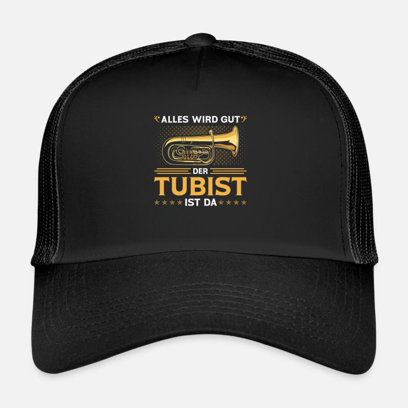 Tuba Alles Wird Gut, Lustiges Blasmusik Bass B - Trucker Cap - Schwarz/Schwarz