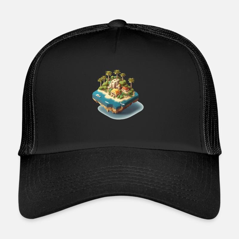 Insel 3D Geschenk - Trucker Cap - Schwarz/Schwarz