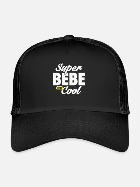 Super bébé / humour bébé / cadeau nouveau-né - Casquette trucker  - noir/noir - Devant