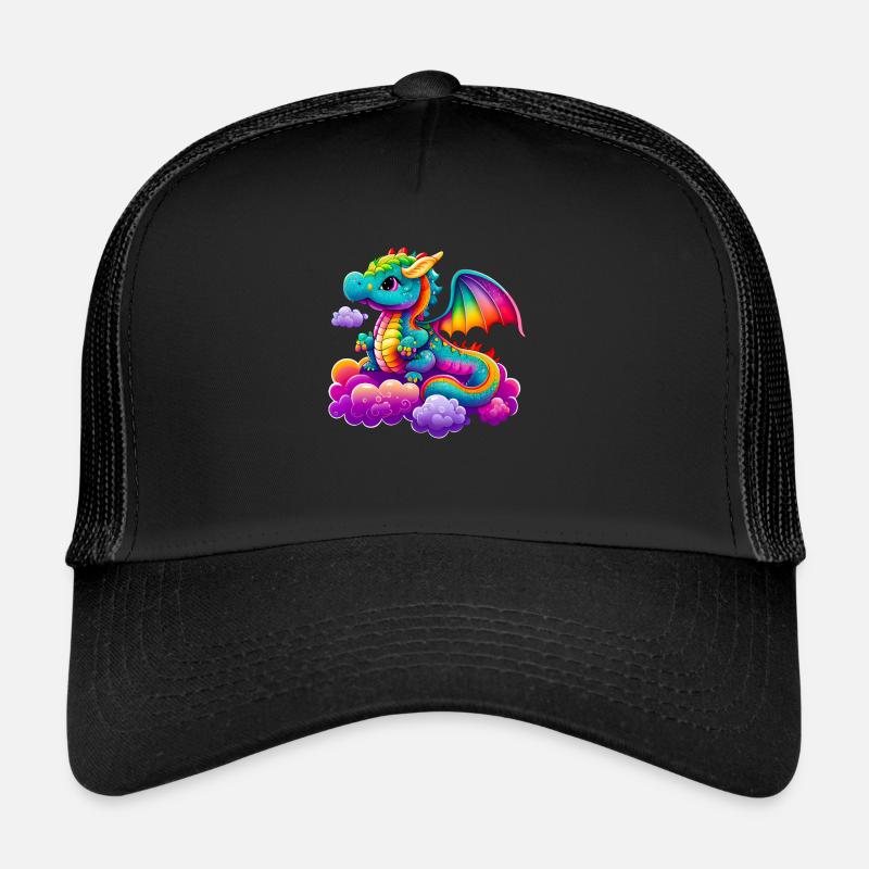 Süßer bunter Drache - Trucker Cap - Schwarz/Schwarz