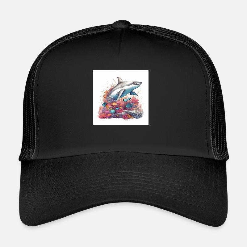 shark swims in the coral reef Trucker Cap