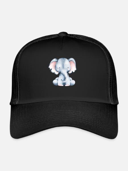Cute little elephant - Trucker Cap - black/black - Front