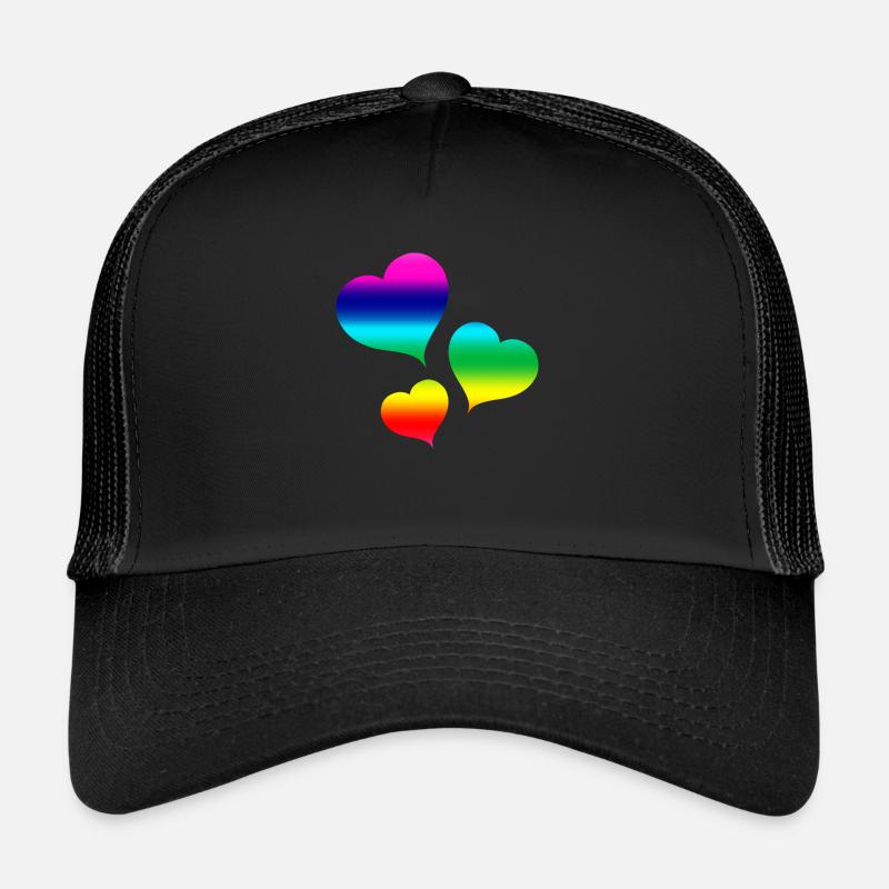 Bunte Herzen - Trucker Cap - Schwarz/Schwarz