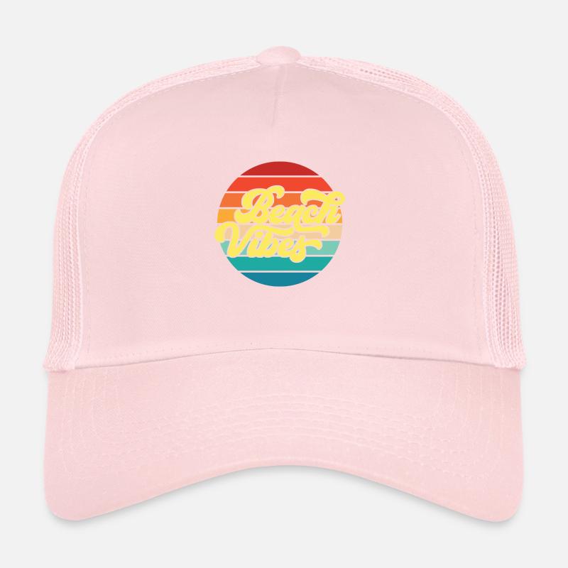 Retro Styled Summer Beach Vibes Design Trucker Cap