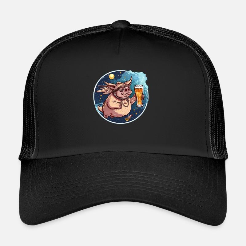 Pig with wings and beer Trucker Cap
