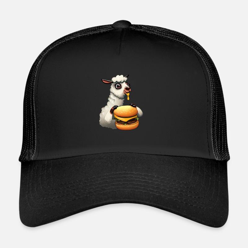 Lama Cheeseburger - Trucker Cap - Schwarz/Schwarz