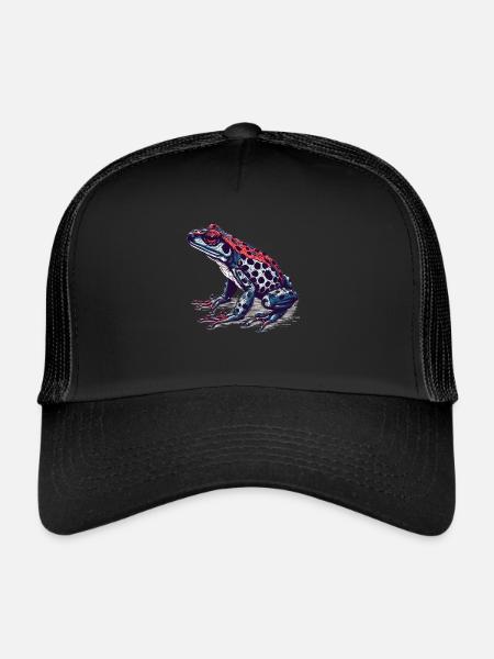 Poison dart grenouille amphibien dans un grand look rétro - Casquette trucker  - noir/noir - Devant