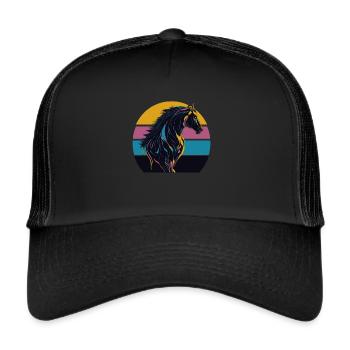 Stallion Pferd Sunset - Trucker Cap - Schwarz/Schwarz - Vorne
